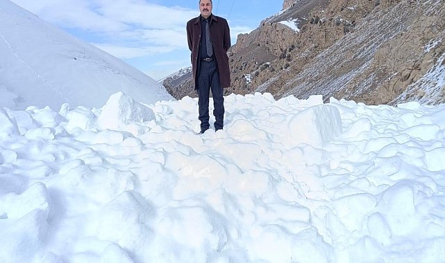 Van'da mahalle yoluna çığ düştü