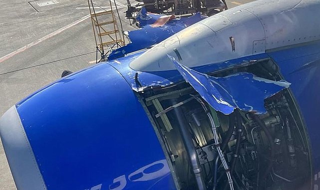 ABD'de kalkış sırasında uçağın motor kapağı koptu