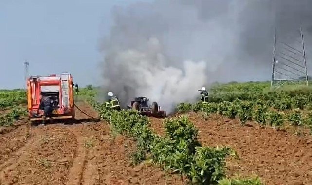 Adana'da traktör yandı