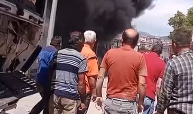 Alanya'da iş yerinde yangın