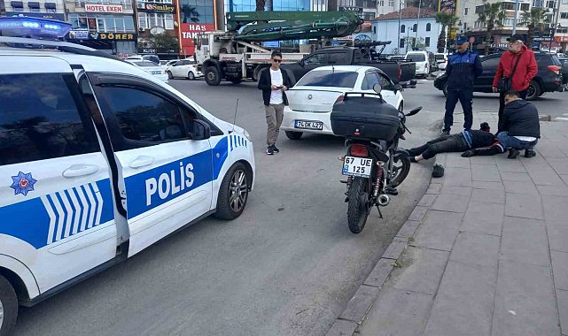 Devrilen motosikletin sürücüsü yaralandı