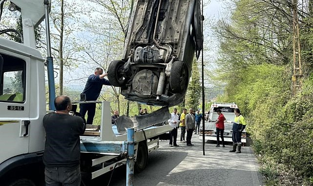 El freni çekilmeyen otomobil fındık tarlasına uçtu