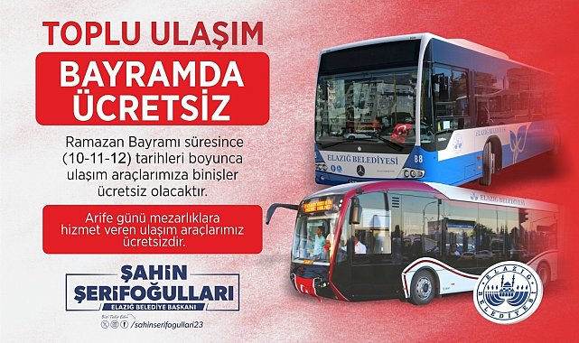 Elazığ Belediyesi'nden ücretsiz ulaşım hizmeti