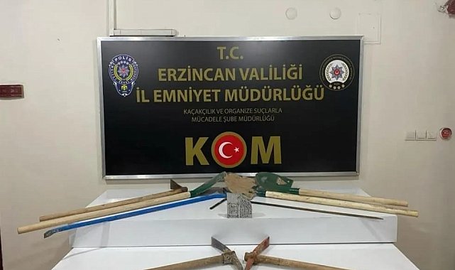 Erzincan'da kaçak kazı yapan 5 kişi suçüstü yakalandı