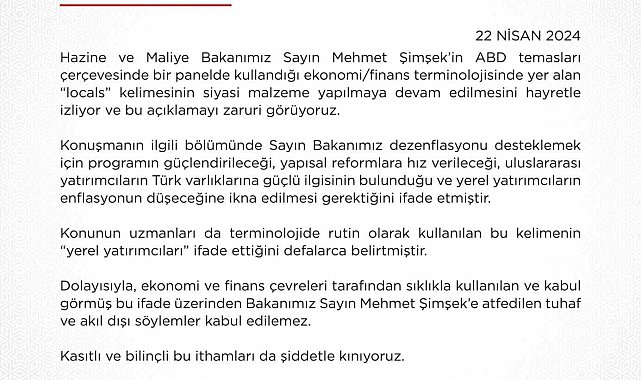 Hazine ve Maliye Bakanlığı "locals" kelimesi ile ilgili açıklamada bulundu