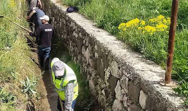 Hisarcık'ta sulama kanalı temizliği