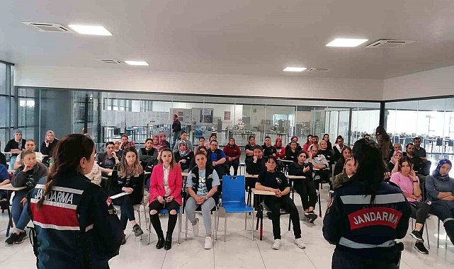 Jandarmadan fabrika çalışanlarına bilgilendirme