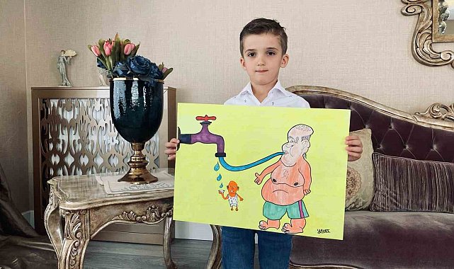 Kahramanmaraş'ta 7 yaşındaki minik karikatürist il birincisi oldu