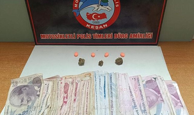 Keşan'da polisin durdurduğu şüpheliden uyuşturucu ele geçirildi