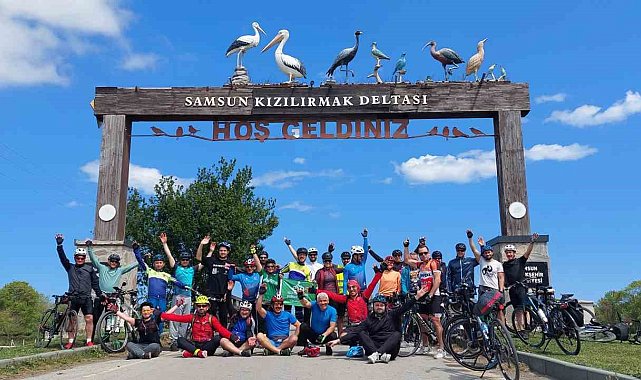Kızılırmak Deltası'na bisiklet turu: 104 km pedal çevirdiler