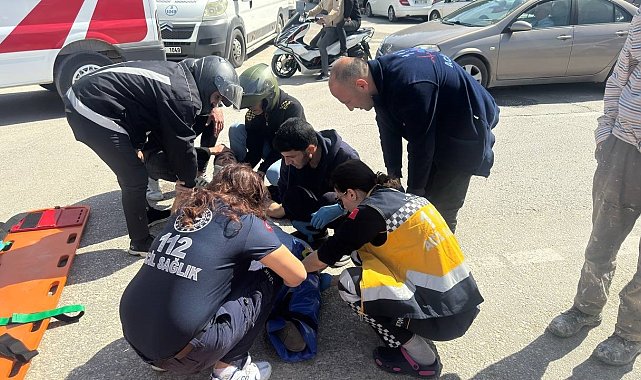 Otomobilin arkadan çarptığı motosikletin sürücüsü yaralandı