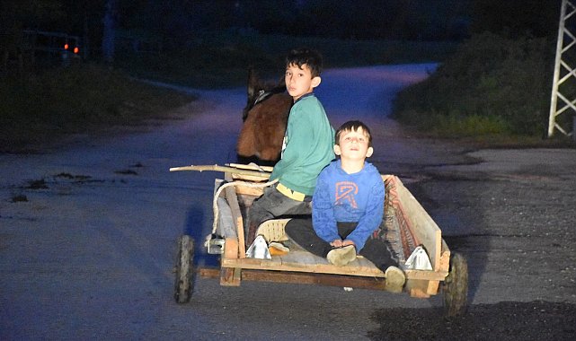 Sinop'ta derme çatma eşek arabasıyla tehlikeli yolculuk