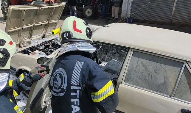 Sürücünün marşa basmasıyla aracın alev alması bir oldu