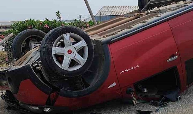 Ters dönen otomobilin sürücüsü yaralandı