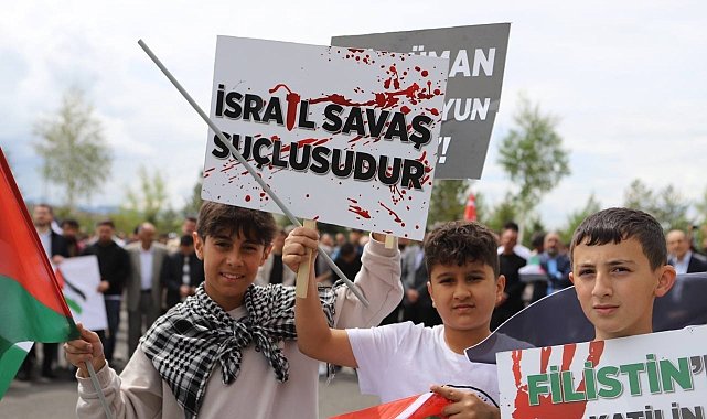 Ağrı'da Filistin'e destek yürüyüşü yapıldı