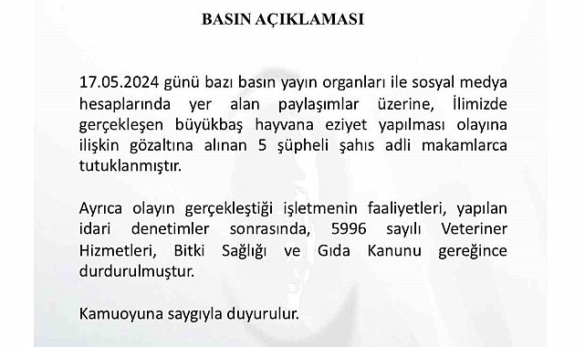 Amasya'da hayvana eziyet edilen tesisin faaliyetleri durduruldu