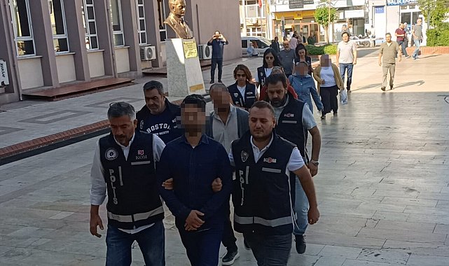 Aydın'da "KISKAÇ-15" operasyonu şüphelileri adliyeye sevk edildi
