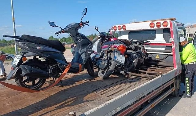 Babaeski'de motosikletlere sıkı denetim: 6 motosiklet trafikten men edildi