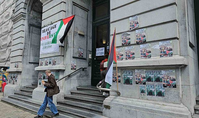 Belçika'daki Liege Üniversitesi'nde Gazze'ye destek gösterisi