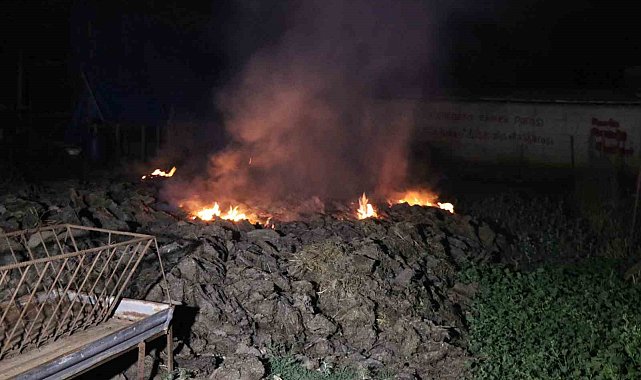 Besihane bahçesine serilen gübre alev aldı