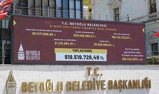 Beyoğlu Belediyesi'nin borcu dijital ekranlara yansıdı