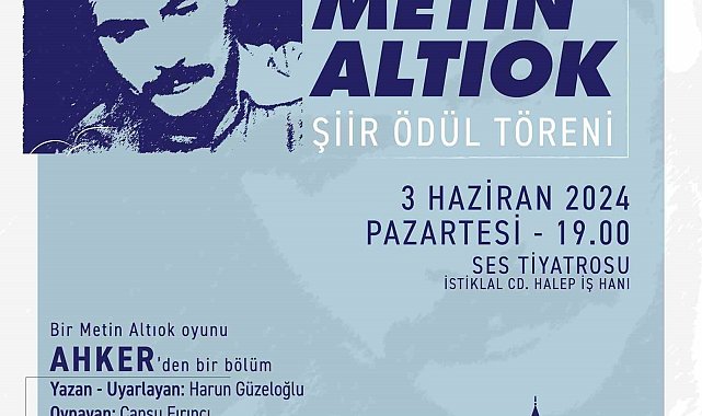 Beyoğlu'nda 'Metin Altıok Şiir Ödül Töreni' gerçekleştirilecek