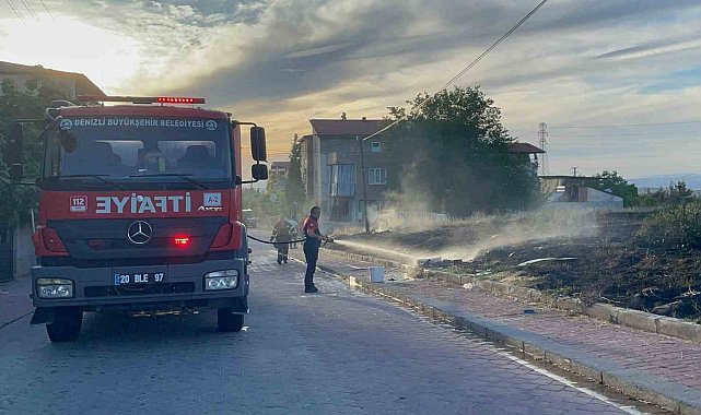 Boş arazide başlayan yangın ormana ulaşamadan söndürüldü
