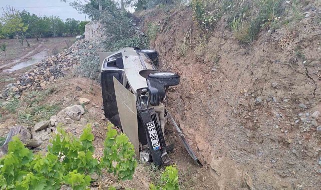 Burdur&#039;da önüne köpek çıkınca kontrolden çıkan otomobil şarampole devrildi:1 yaralı