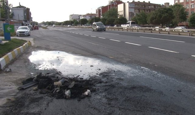Büyükçekmece'de kaza yapan araç alev alev yandı: 3 yaralı