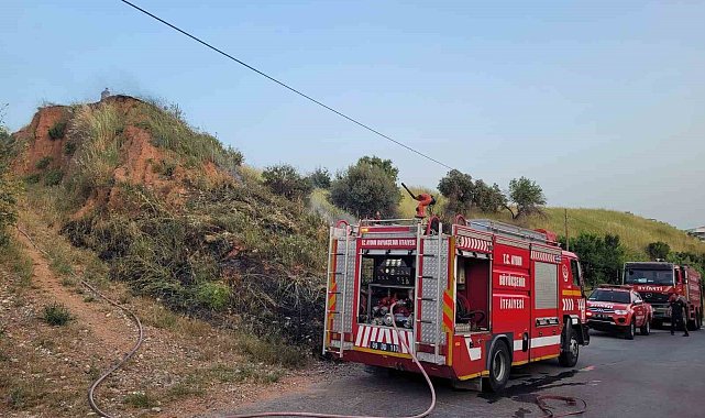 Efeler'de arazi yangını korkuttu