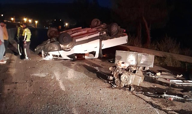 Hatay'da ters dönen kamyonetin sürücüsü yaralandı