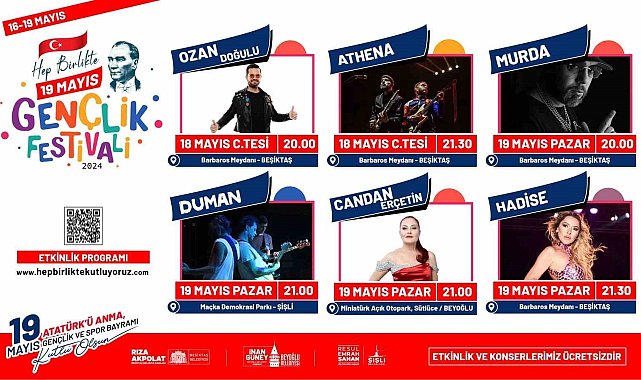 İstanbul'da üç ilçeden ortak "Hep Birlikte 19 Mayıs Gençlik Festivali"