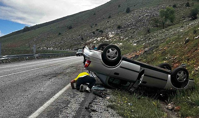 Kontrolden çıkan otomobil takla attı: 1 yaralı