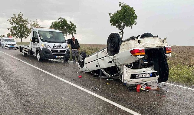 Konya'da otomobil takla attı: 3 yaralı