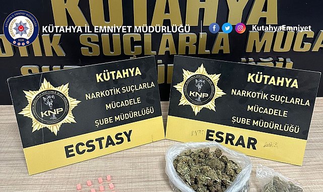 Kütahya'da otobüs yolcusunun üzerinde uyuşturucu ele geçirildi