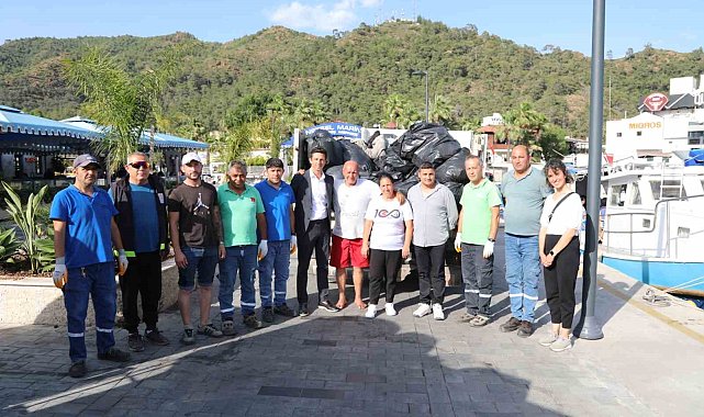 Marmaris'in çöp avcıları 150 torba atık topladı