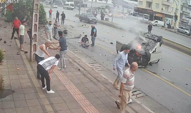 Mersin'de ortalığı savaş alanına çeviren kaza kamerada