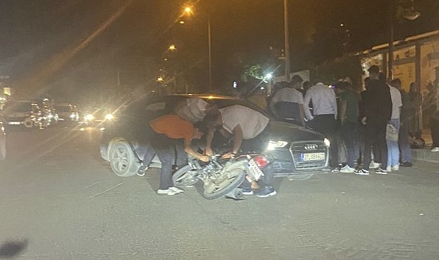 Motosiklet ile otomobil çarpıştı: 1 yaralı