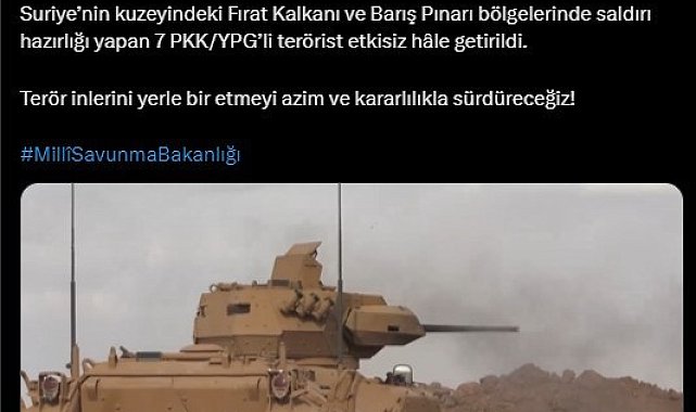 MSB: "7 PKKYPG'li terörist etkisiz hale getirildi"