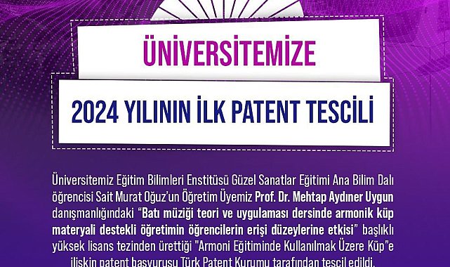 Niğde Ömer Halisdemir Üniversitesi 2024 yılının ilk patenti Türk Patent Kurumu tarafından tescil edildi