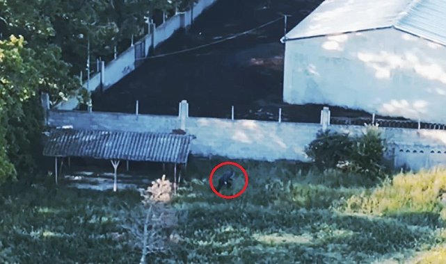 Otluk alanda saklanan zanlı dron kamerasına yakalandı