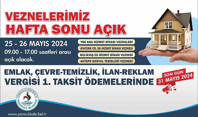 Pamukkale Belediyesi'nde vezneler hafta sonu açık olacak