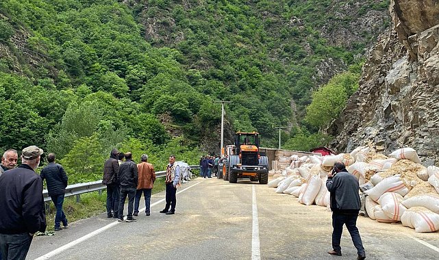 Saman yüklü tır devrildi: 1 yaralı