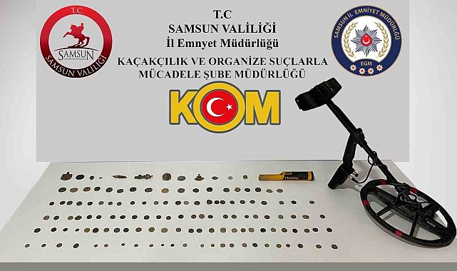 Samsun'da 121 adet sikke, 10 adet obje ele geçirildi: 2 gözaltı