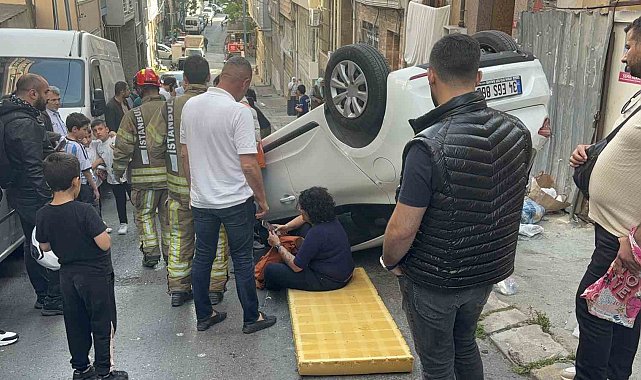 Şişli'de otomobil takla attı: 1 yaralı