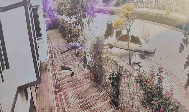 Sürücünün kontrolünden çıkan otomobil ağaca çarpıp devrildi