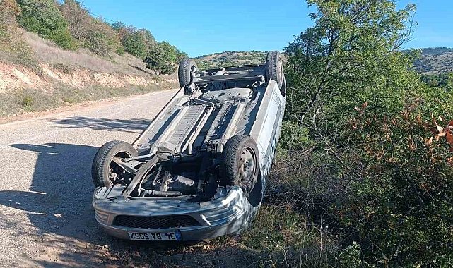 Takla atan araçta 3 kişi yaralandı