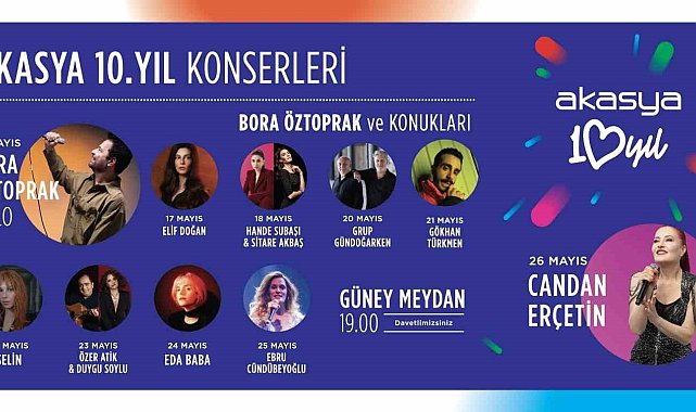 Türk pop müziğinin ünlü isimleri, Akasya'nın 10'uncu yılı için sahnede
