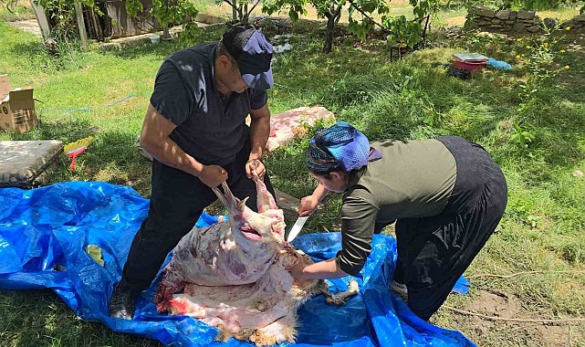 3 çocuk annesi maharetiyle kasaplara taş çıkarttı