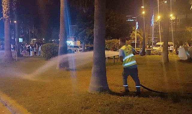 Alanya'da sahillerde ve banklarda yatanlara zabıta müdahalesi